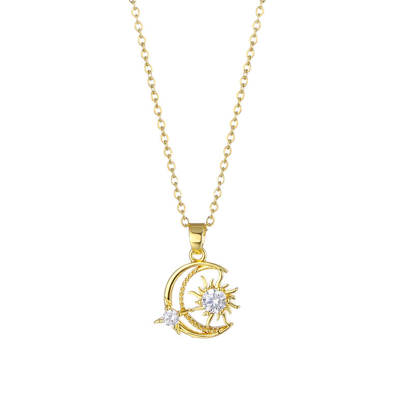 Wholesale Stainless Steel Star Moon Pendant Creative Necklace